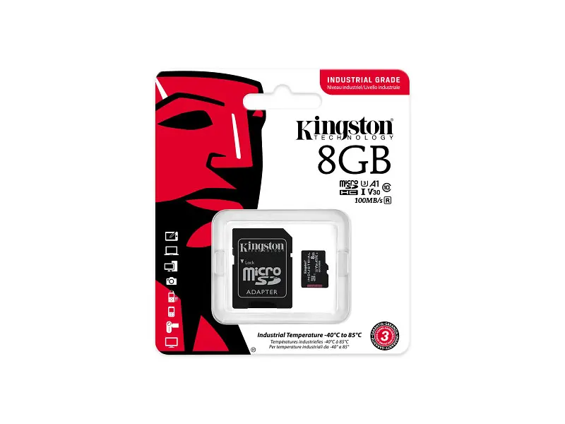 Карта пам'яті Kingston Industrial microSDHC UHS-I (U3) V30 A1 + SD Adapter 8 GB (SDCIT2/8GB) - фото 3