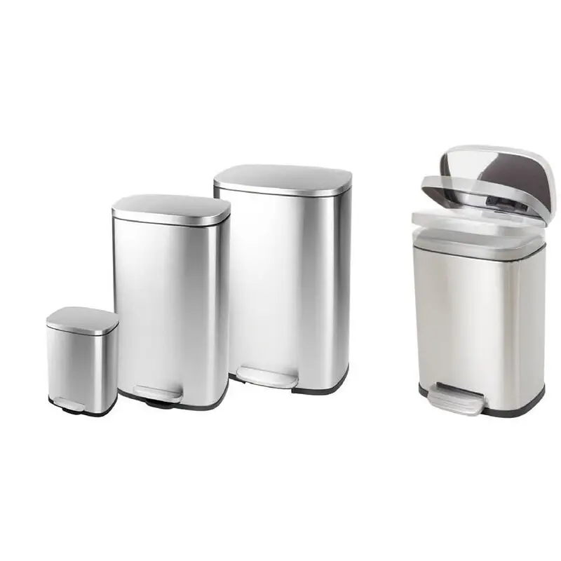 Відро для сміття з плавним закриттям прямокутне Mixxus Bevel-TC0105 SS Color 5л нержавіюча сталь MI7086, Нержавіюча сталь - фото 7