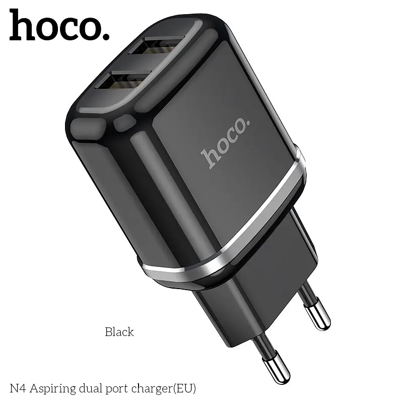 Адаптер живлення зарядний HOCO Aspiring dual port charger N4 2 USB-CB сам блок білий - фото 9