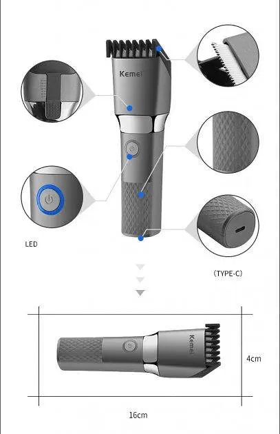Аккумуляторная машинка Kemei Km-1245 для стрижки волос - фото 5