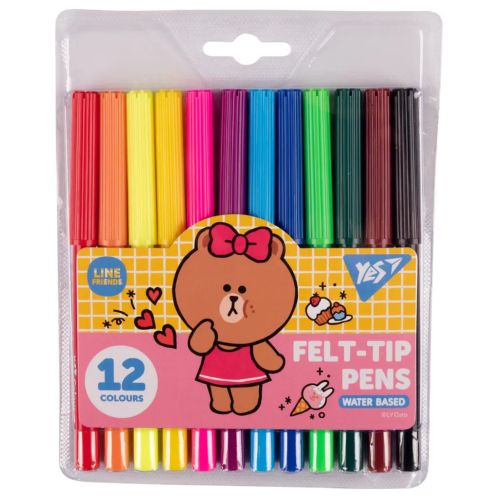 Фломастери Yes 12кольор. Line Friends 650546 - фото 3