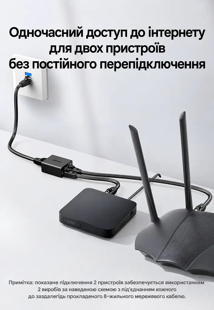 Пасивний Ethernet-розгалужувач UGREEN CM210 RJ45 100 Мбіт/с 2 шт. чорний (50923) - фото 10