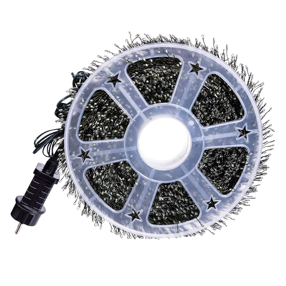 Новорічна гірлянда кімнатна роса Garlando D1500L50MGW 50 м 1500 LED Хвойна лапа зелений провід Біле сяйво  - фото 2