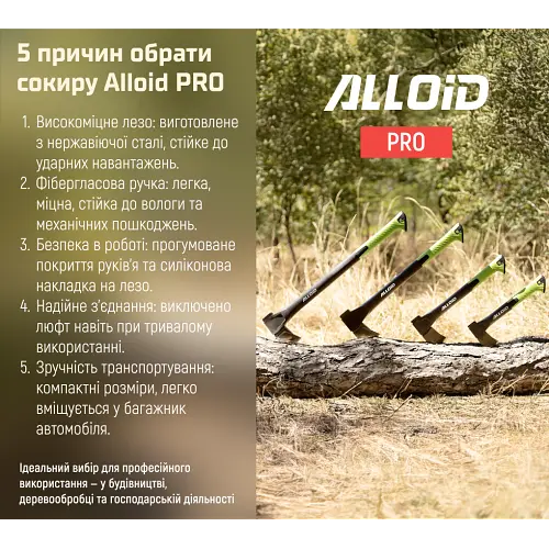Сокира Alloid ручка з фібергласу 1000 г 71 см (AX-2871) - фото 4
