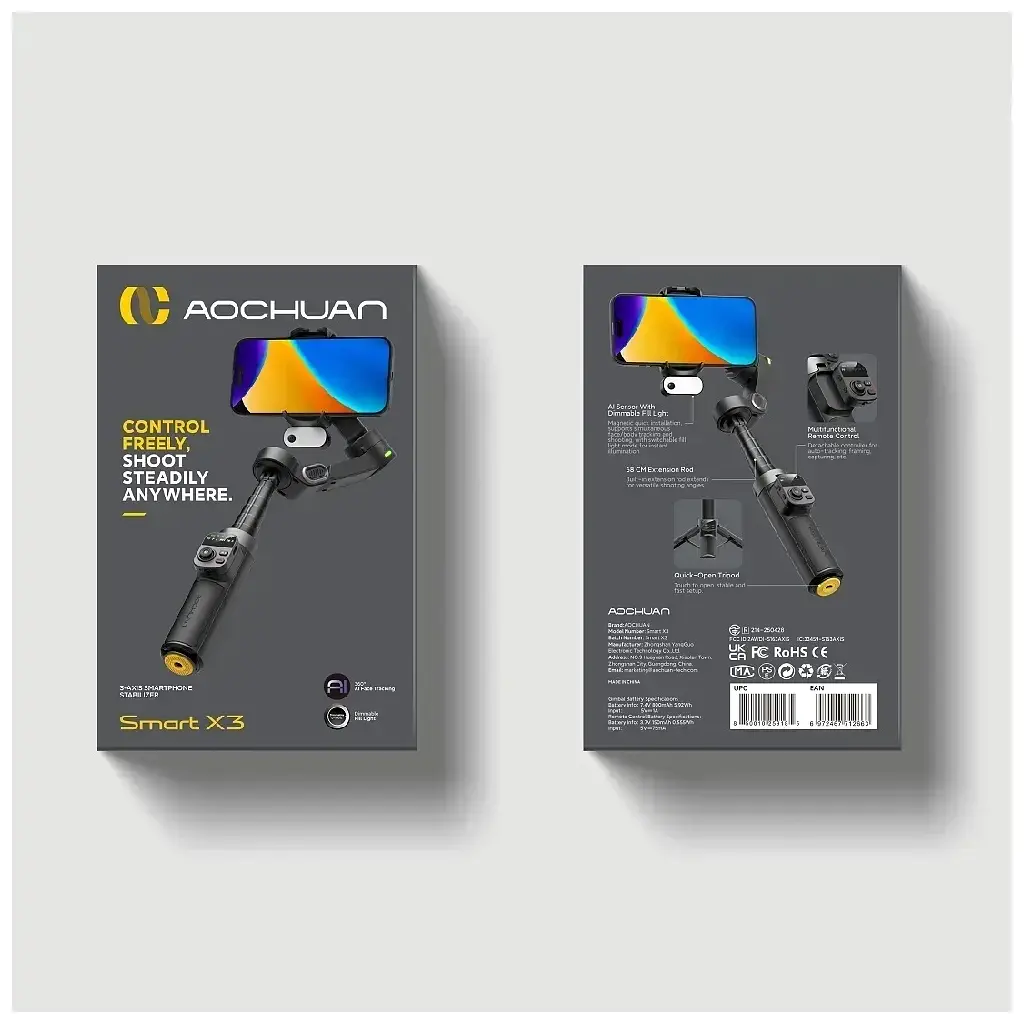 Стедікам AOCHUAN Professional Gimbal Stabilizer for Smartphone SMART S3 Black (AOCHUAN-SMARTS3-B) - фото 7
