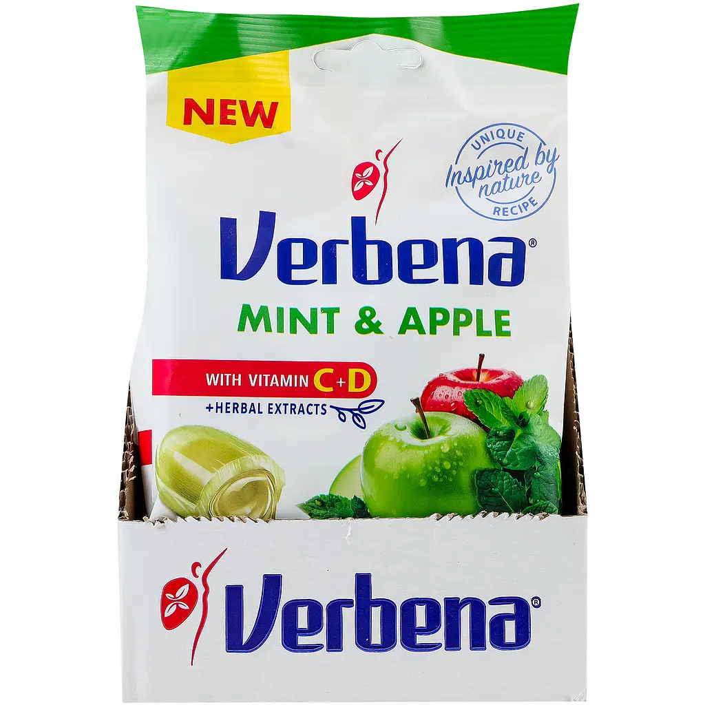 Льодяники Verbena з мʼятно-яблучною начинкою та вітамінами C і D 60 г - фото 3