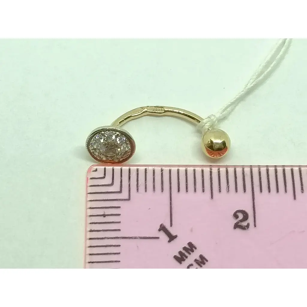 Золотая серьга-пирсинг Гаразд с фианитами. 3582594 - фото 5