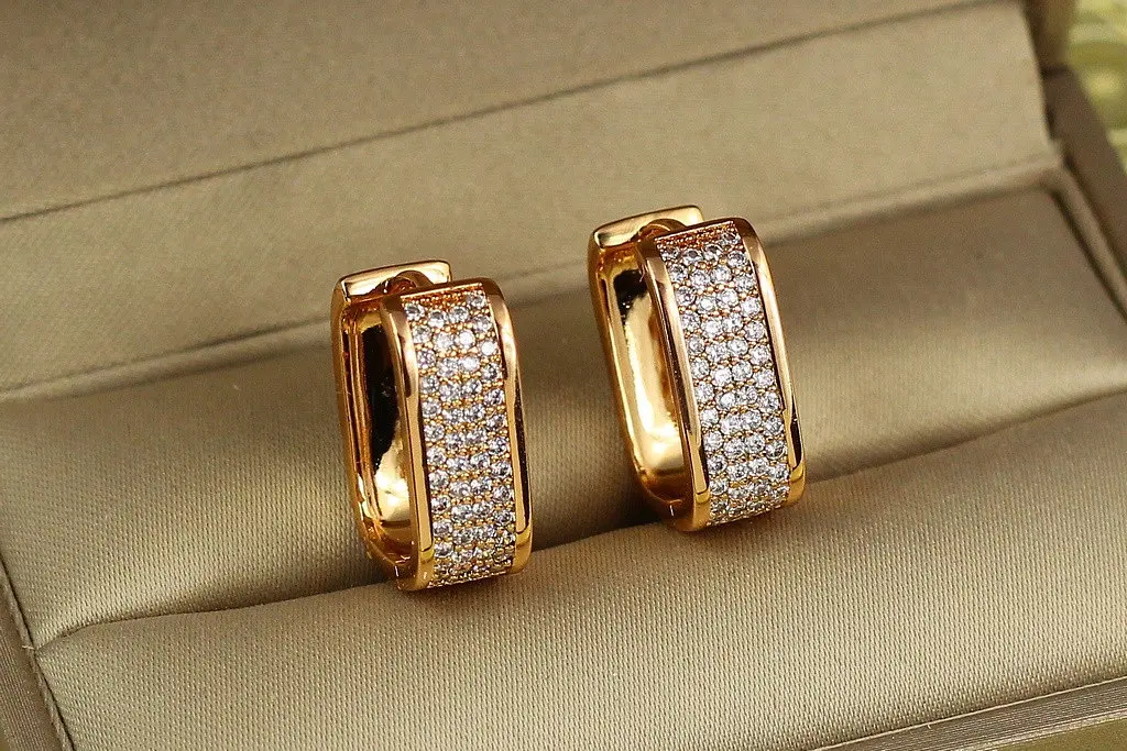 Сережки Xuping Jewelry квадратні кільця 1.8 см золотисті