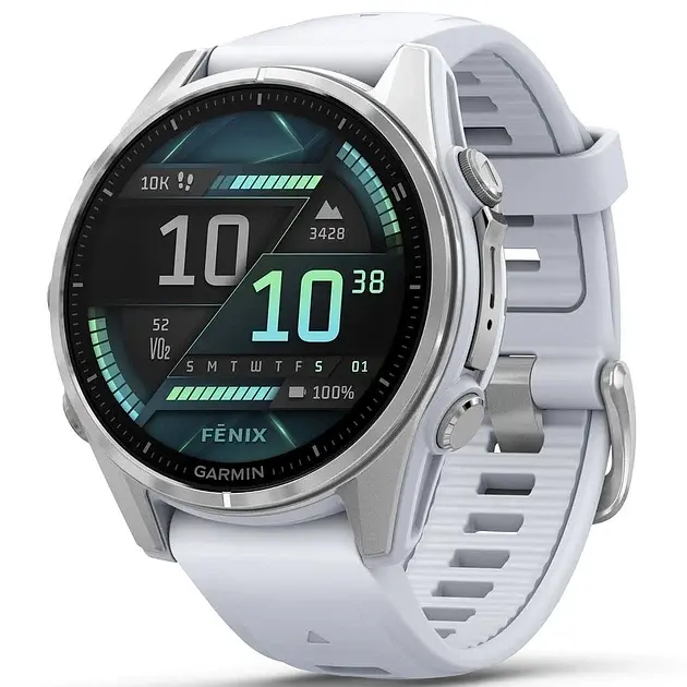 Спортивний годинник Garmin Fenix 8 43mm AMOLED Сріблястий with Whitestone Silicone Band 010-02903-00/06