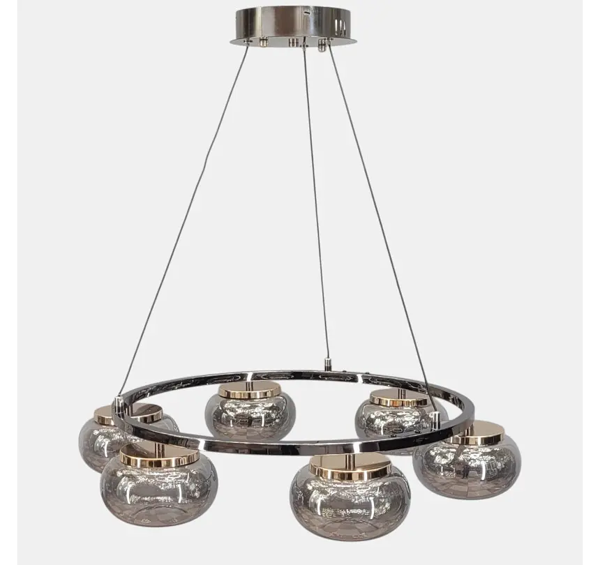 Світлодіодна люстра підвісна Artlight LQ7125-6 з шістьма графітовими плафонами, 35W - фото 3