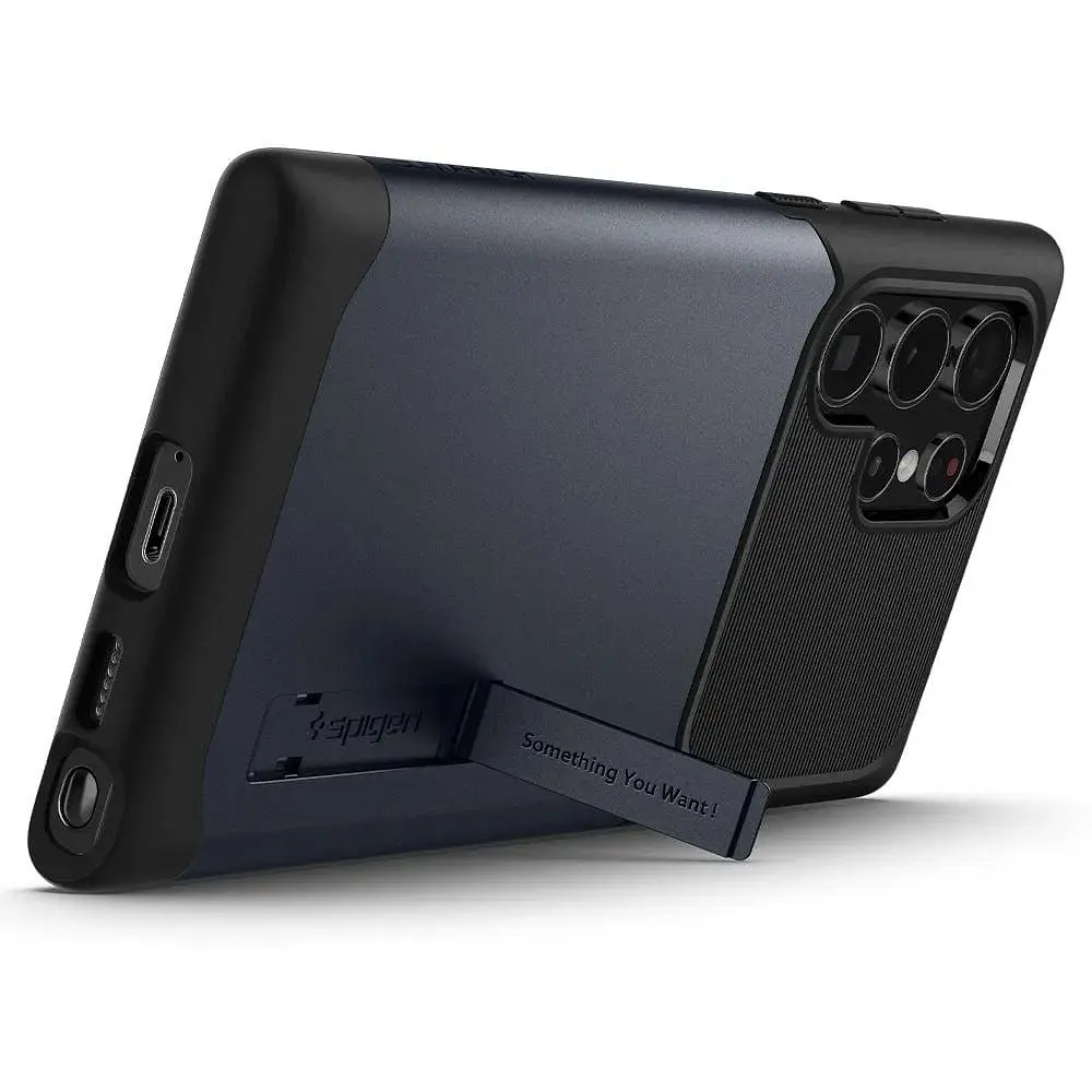 Чехол с подставкой Spigen Slim Armor для Samsung Galaxy S22 Ultra Slate ACS03944 - фото 2