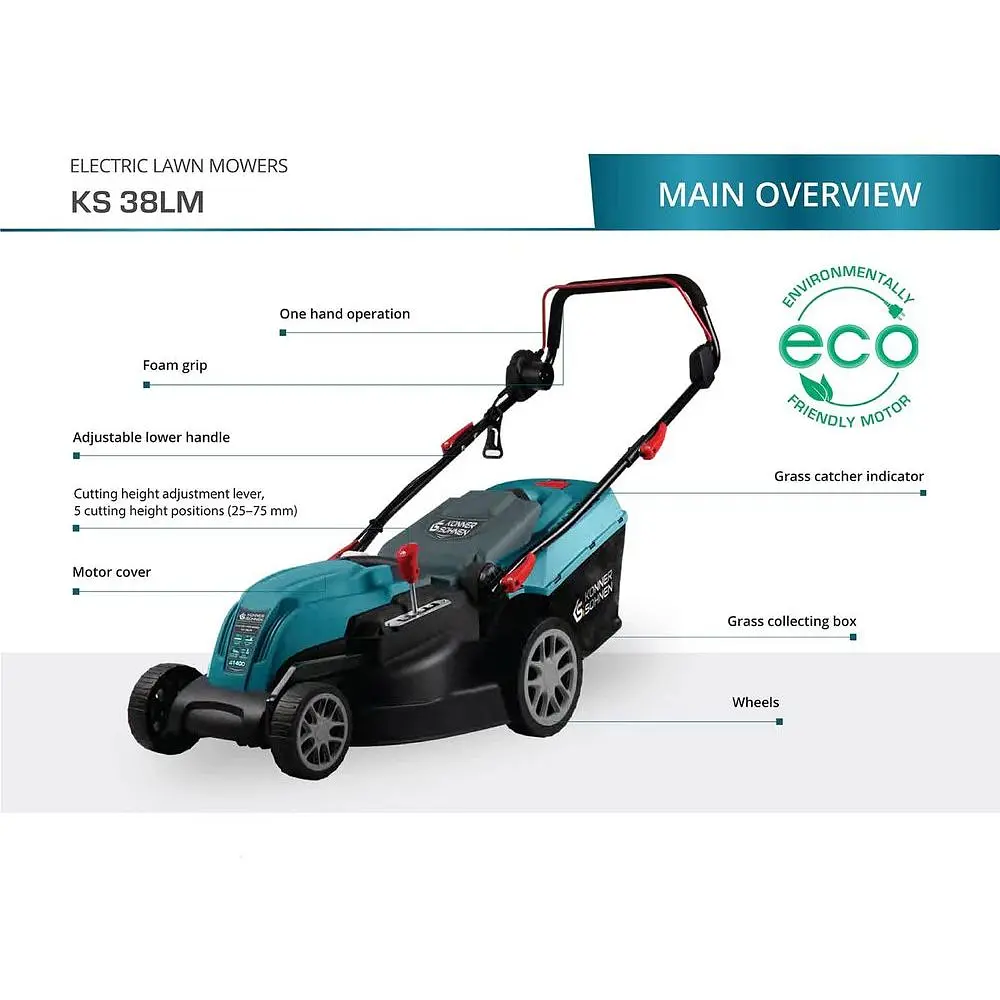 Газонокосарка електрична Konner & Sohnen KS 38LM 1400В 38 см (KS 38LM) - фото 8