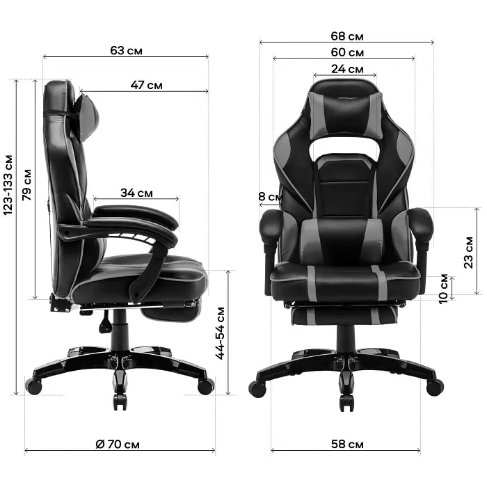 Геймерське крісло GT Racer сіре з чорним (X-2749-1 Fabric Gray/Black Suede) - фото 9