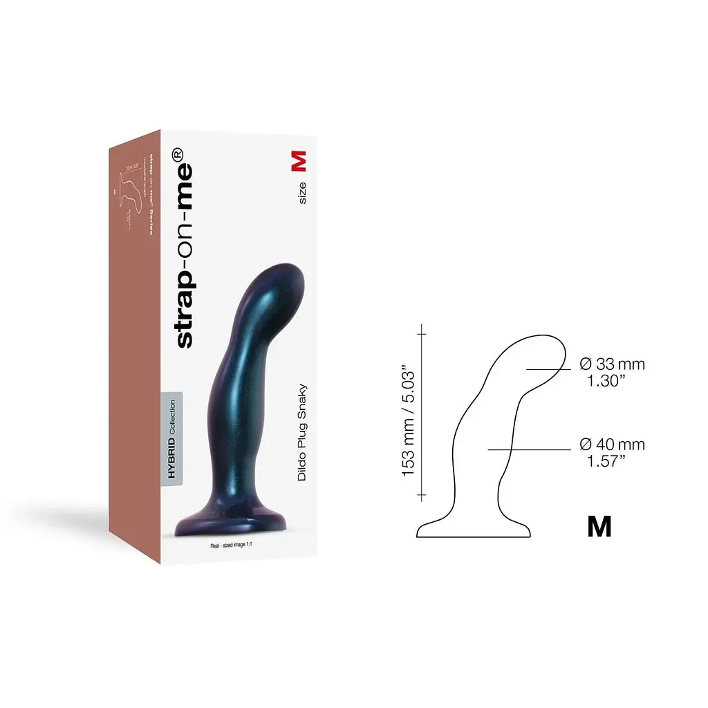 Фалоімітатор Strap-On-Me Dildo Plug Snaky M 15.3 см синій - фото 5