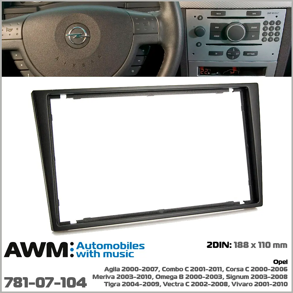 Переходная рамка Opel Agila, Combo, Corsa, Meriva, Omega, Signum, Tigra, Vectra, Vivaro AWM 781-07-104 - фото 2