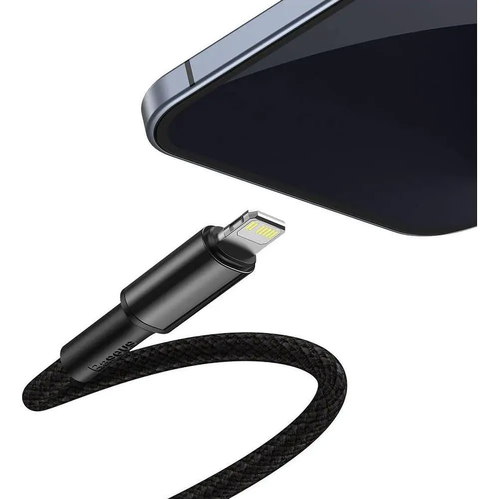 Кабель Baseus Lightning Type-C to Lightning PD 20W 1M High Density Braided Black (CATLGD-01) - фото 3