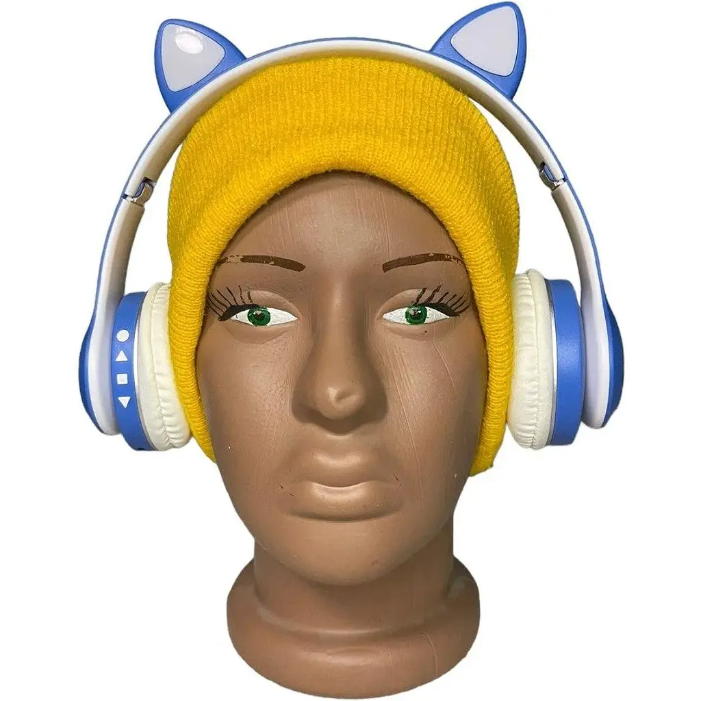 Бездротові навушники Opt-Top cat ear vzv-23m з підсвічуванням + FM-радіо + MicroSD Bluetooth сині (1756375582) - фото 7