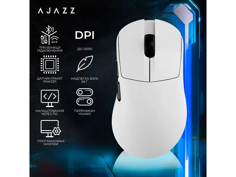 Миша Ajazz AJ179 V2 Max White (AJ179-V2-MAX-W) - фото 7
