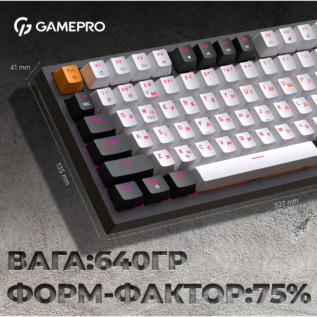 Клавиатура GamePro Red с Hot-Swap RGB Black проводная механическая (MK160B) - фото 19