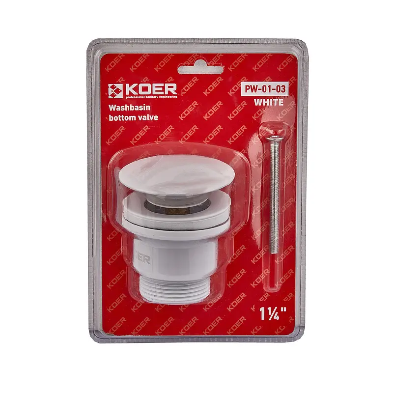 Донний клапан Koer PW-01-03 Click-Clack універсальний KR3402, Білий - фото 3