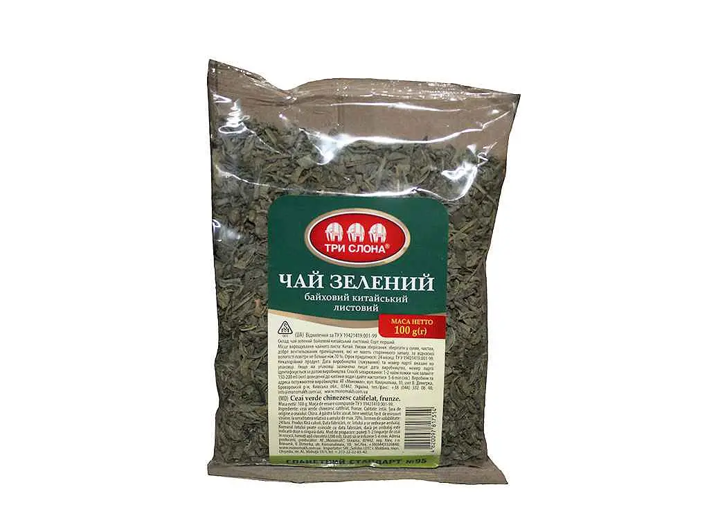 Чай фасованний зелений Три слона 100 г №95