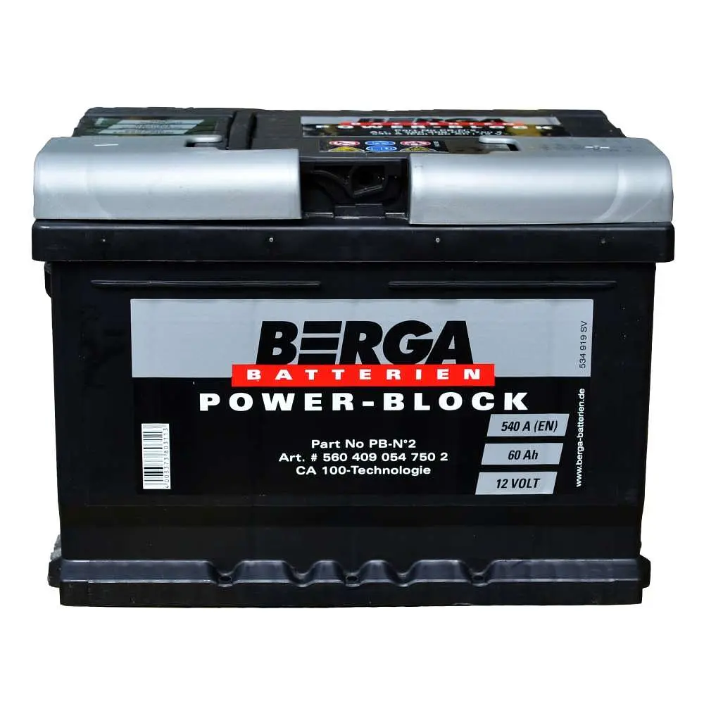 Автомобільний акумулятор BERGA Power Block 6СТ-60Ah АзЕ 540A (EN) 560409054