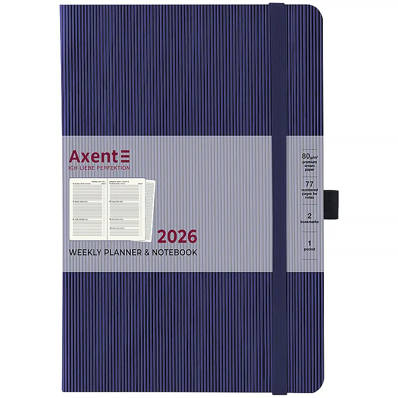 Еженедельник Axent 2026 Grand Lines 195х255 мм синий (8531-26-02-A) - фото 2