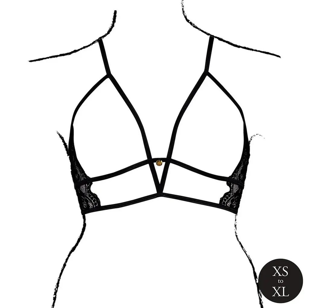 Еротичний бра Open Cup Triangle Bra with Lace and Adjustable Sliders - One Size - Black Le Desir Amour 36-AMR001BLKOS 101750 - фото 2