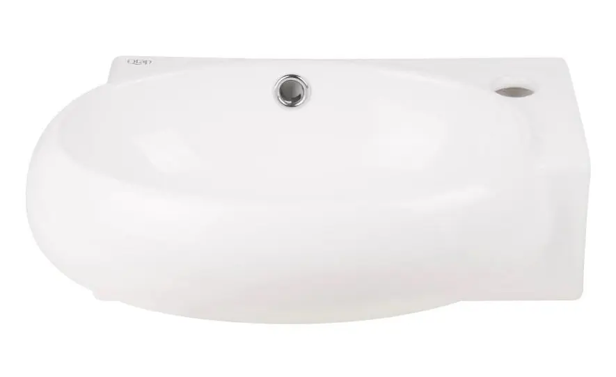 Комплект Qtap Leo: Раковина подвесная овальная правая 430x285x160 мм White + Донный клапан PU02O (QT11115011RWN47333) - фото 2