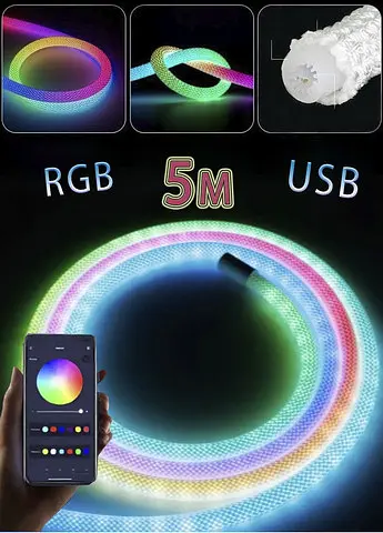 Неонова стрічка RGB 5м IP67 з USB та Bluetooth керуванням від смартфона - фото 2