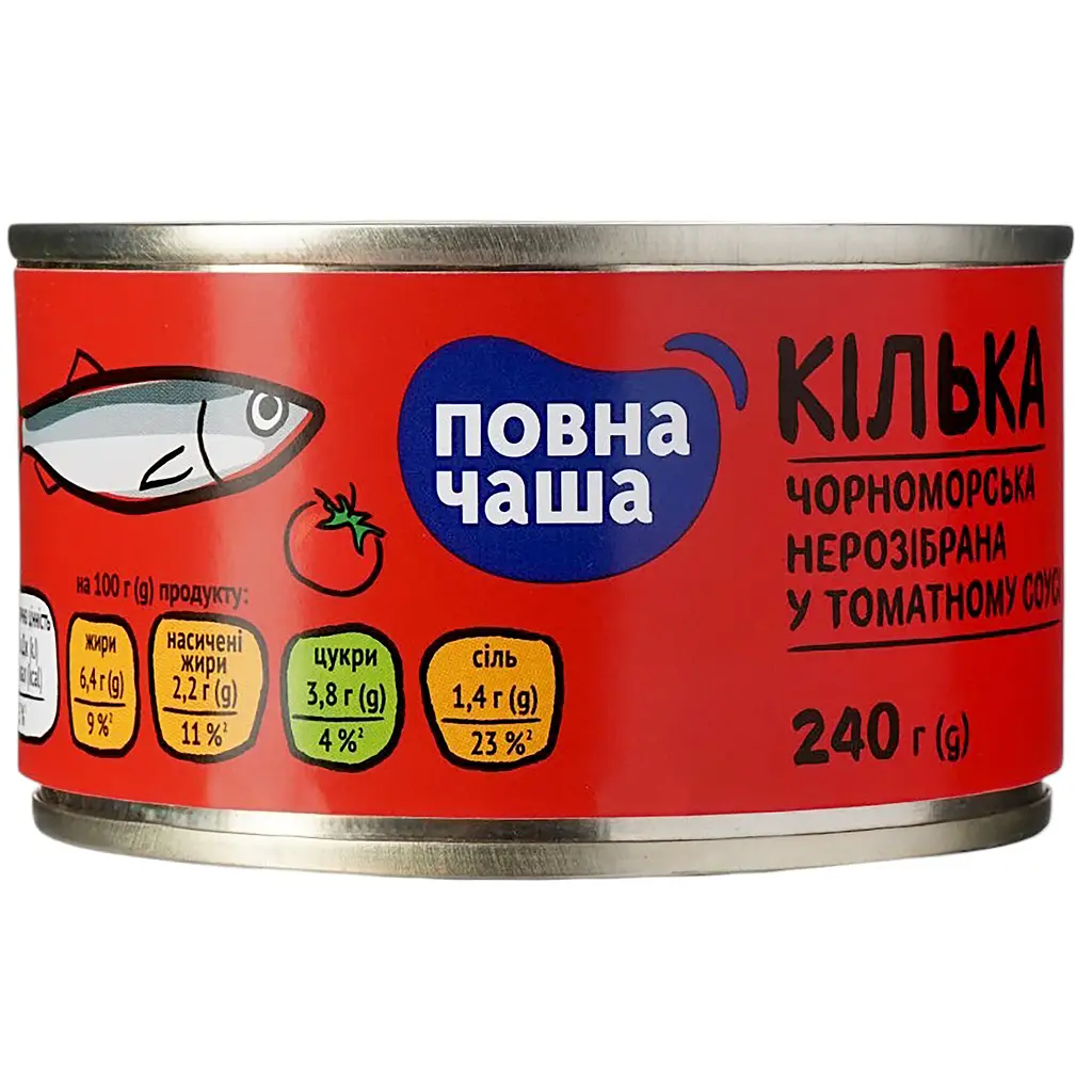 Кілька Повна Чаша Чорноморська в томатному соусі 240 г (760 607) - фото 2