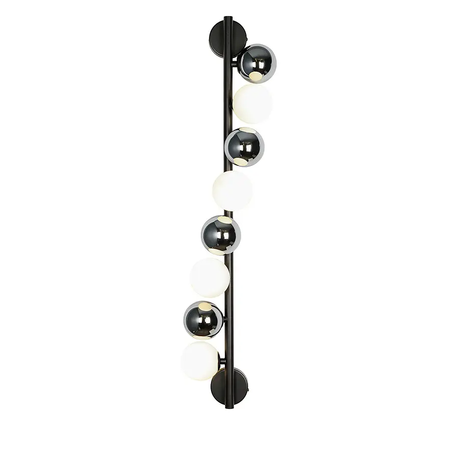 Современное настенное бра шарики в спальню Levistella 788W39272-8(4) BK+CH+WH черный хром белое на 4 лампы G9 800х200 мм - фото 2