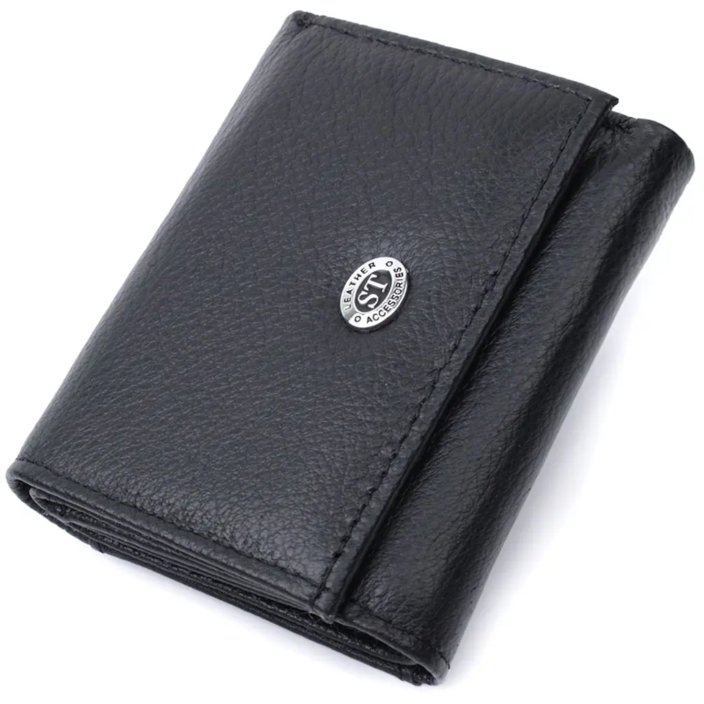 Невелике жіноче портмоне з монетницею з натуральної шкіри ST Leather 22730 чорне - фото 5