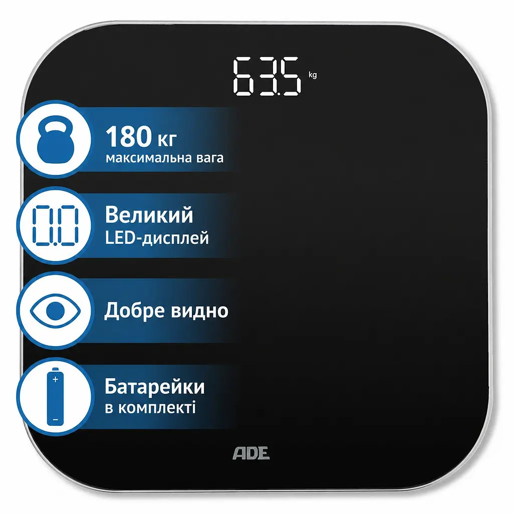 Ваги цифрові для ванної Paulina ADE BE2303 чорні - фото 2