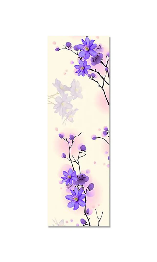 Вінілова 3D наклейка на двері Фіолетові квіти на гілці ПВХ плівка бежевий 60х180 см Happy Pocket Z181784 - фото 3