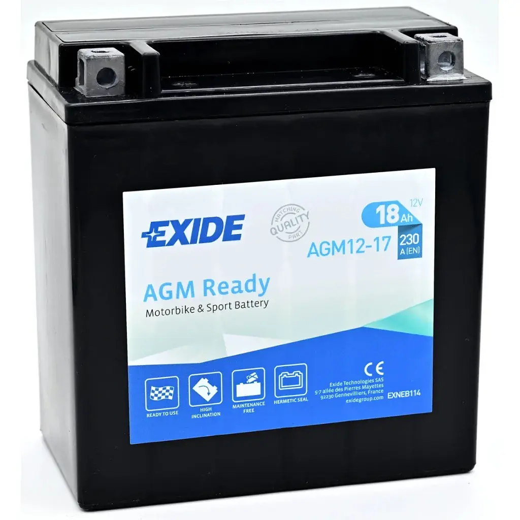 Акумулятор автомобільний EXIDE Мото Ready AGM 18Ah (+/-) (230EN) (AGM12-17) - фото 2