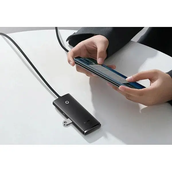 USB-хаб Baseus Lite Series 4-in-1 Hub Adapter Black (WKQX030401) [105720] - фото 7
