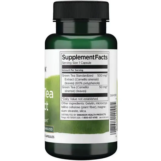 Екстракт зеленого чаю Swanson Green Tea Extract 500 мг 60 капсул (100-72-2042954-20) - фото 2
