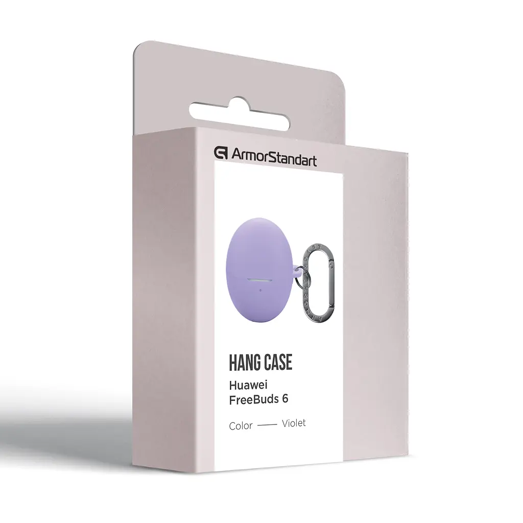 Силіконовий чохол для навушників HUAWEI FreeBuds 6, Hang Case, фіолетовий, ультратонкий захисний кейс товщиною 2 мм, захист від подряпин, пилу та ударів, компактний, з карабіном для кріплення, ArmorStandart (ARM86144) - фото 3