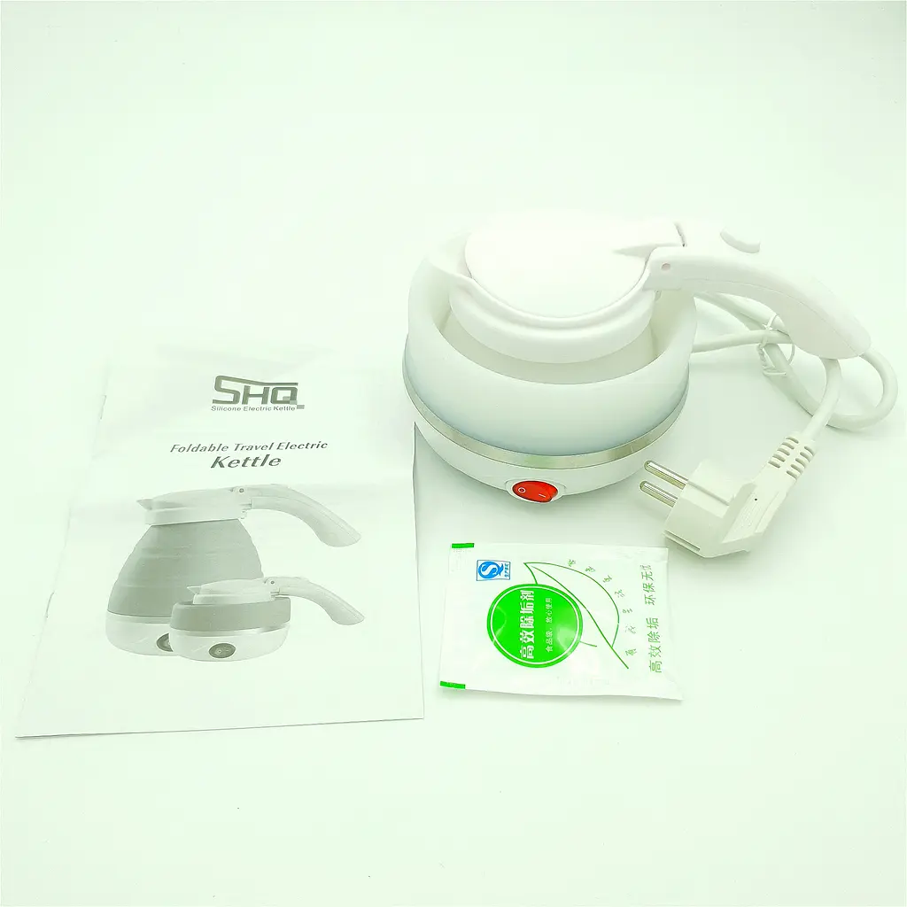 Дорожній чайник силіконовий складаний дисковий 0.75л 700Вт 220В Foldable Travel Kettle білий - фото 6