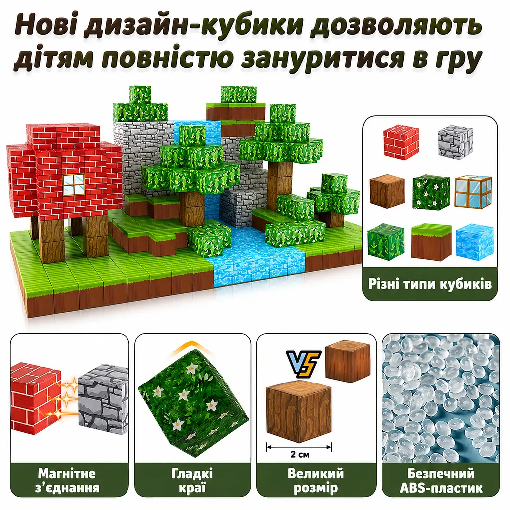 Магнітний конструктор Minecraft 300 шт по грі Майнкрафт Цегляний будинок Mk001002.3 - фото 8