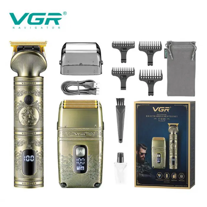 Акумуляторна машинка для стрижки волосся та шейвер VGR-649 набір чоловічий - фото 2