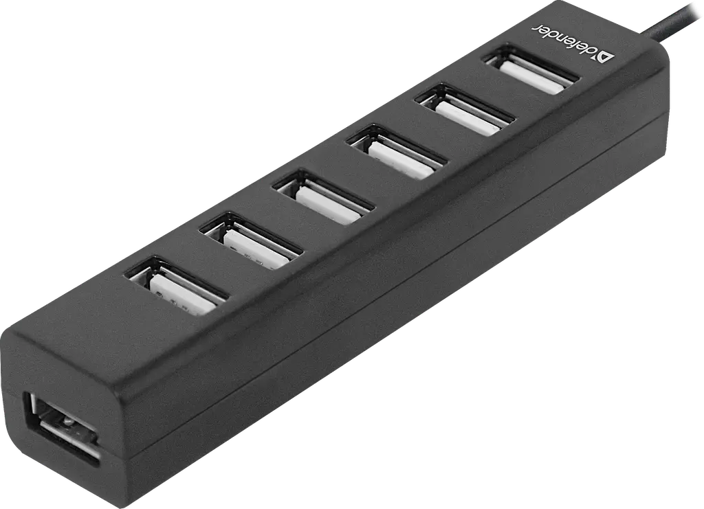 USB-хаб Defender Quadro Swift 7xUSB 2.0 (83203) (6358251)