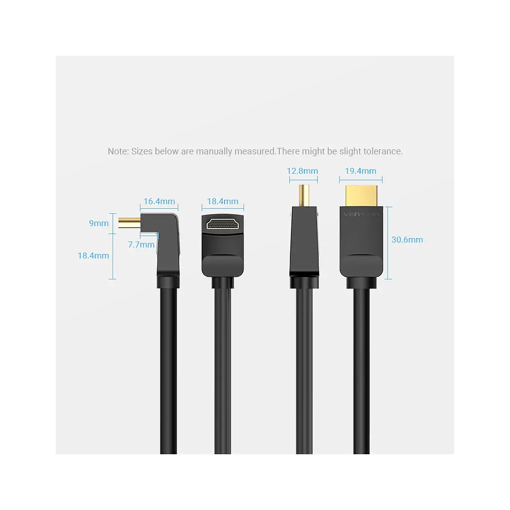 Кабель мультимедійний HDMI M to HDMI M 3.0m 4K60Hz 90° corner black Vention (AAQBI) - фото 7