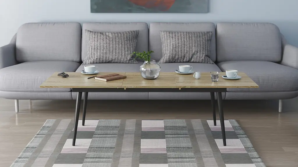 Стіл журнальний трансформер Dandi Small Ferrum-decor 45x120(160)x60 Чорний метал ДСП Дуб Сонома 16 мм (FRD-106788) - фото 3