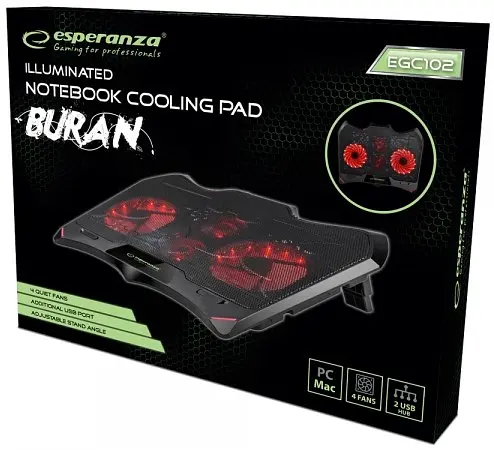 Підставка для ноутбука Esperanza Gaming Notebook Cooling Pad BURAN (EGC102) [70315] - фото 3