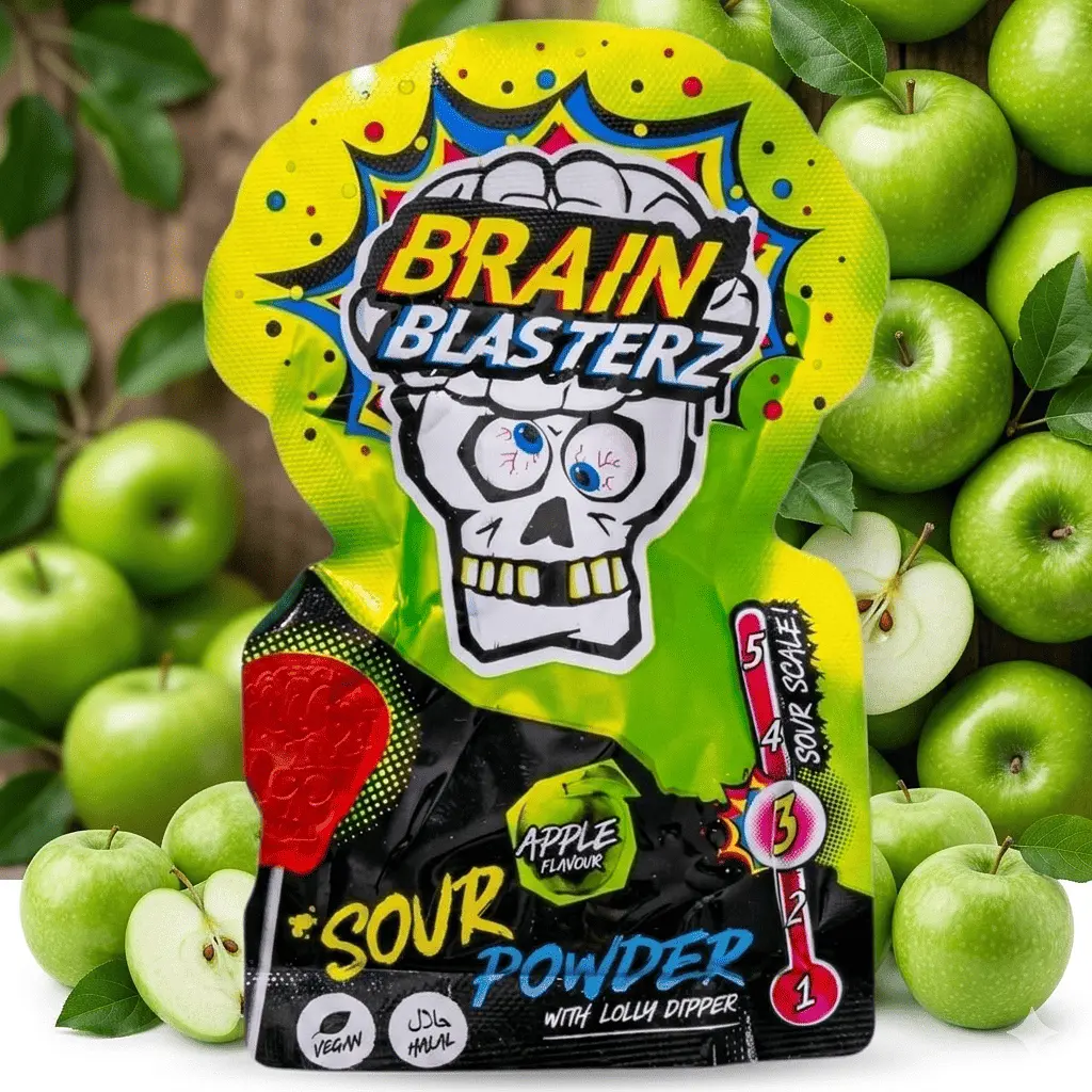 Льодяник з кислим порошком Brain Blasterz Sour Powder Lolly Dipper Apple Flavor 10г - фото 3