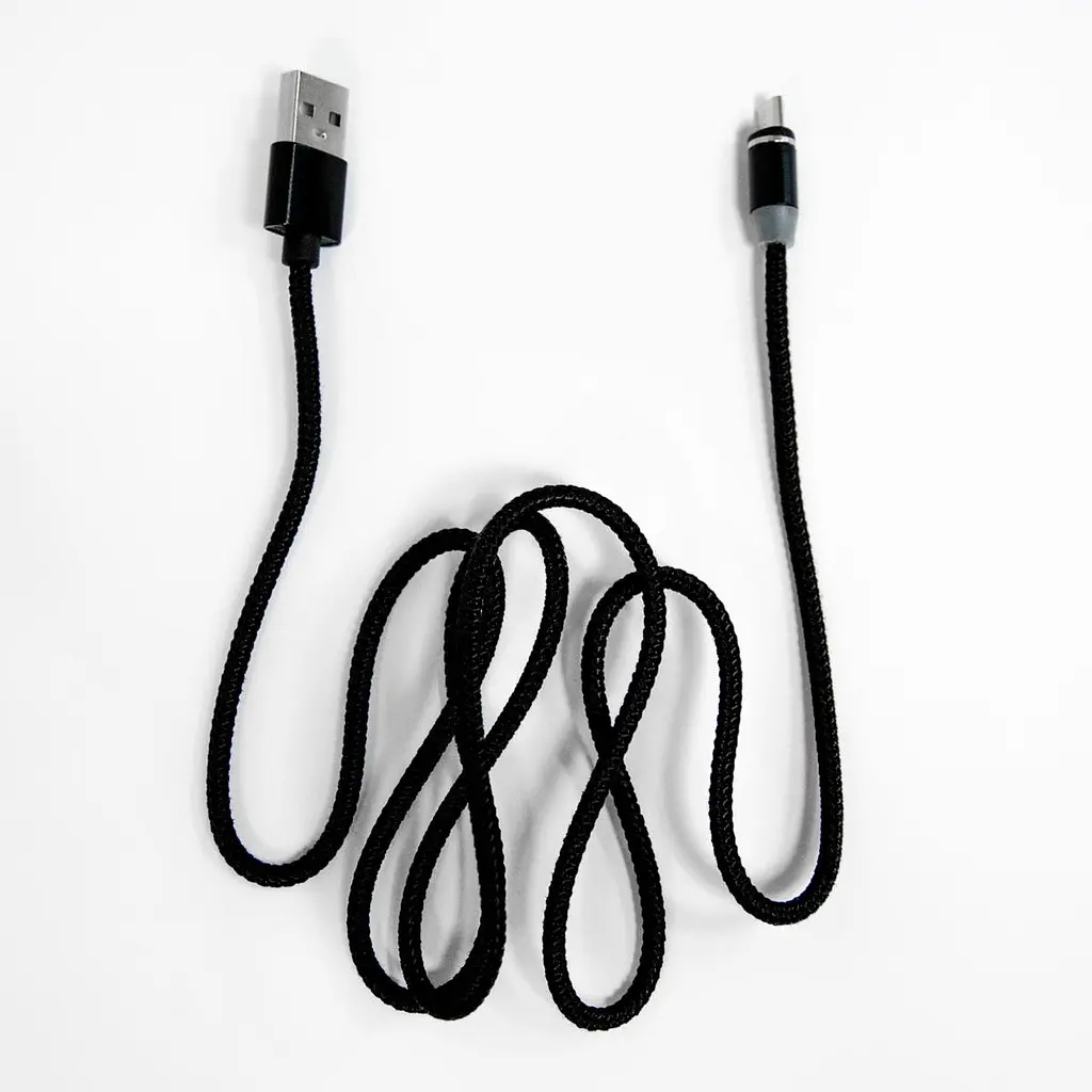 Зарядный шнур с магнитом черный и блок питания для телефона 95см 220V USB/Type-C X-Cable - фото 2