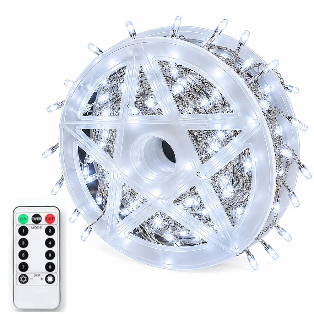 Новорічна LED - гірлянда мішура Xmas «Краплі» 30 м 900 LED, Біла, 220В, з пультом ДК