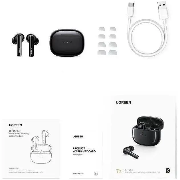 Наушники беспроводные Ugreen WS106 HiTune T3 с активным шумоподавлением (90401) черные - фото 2